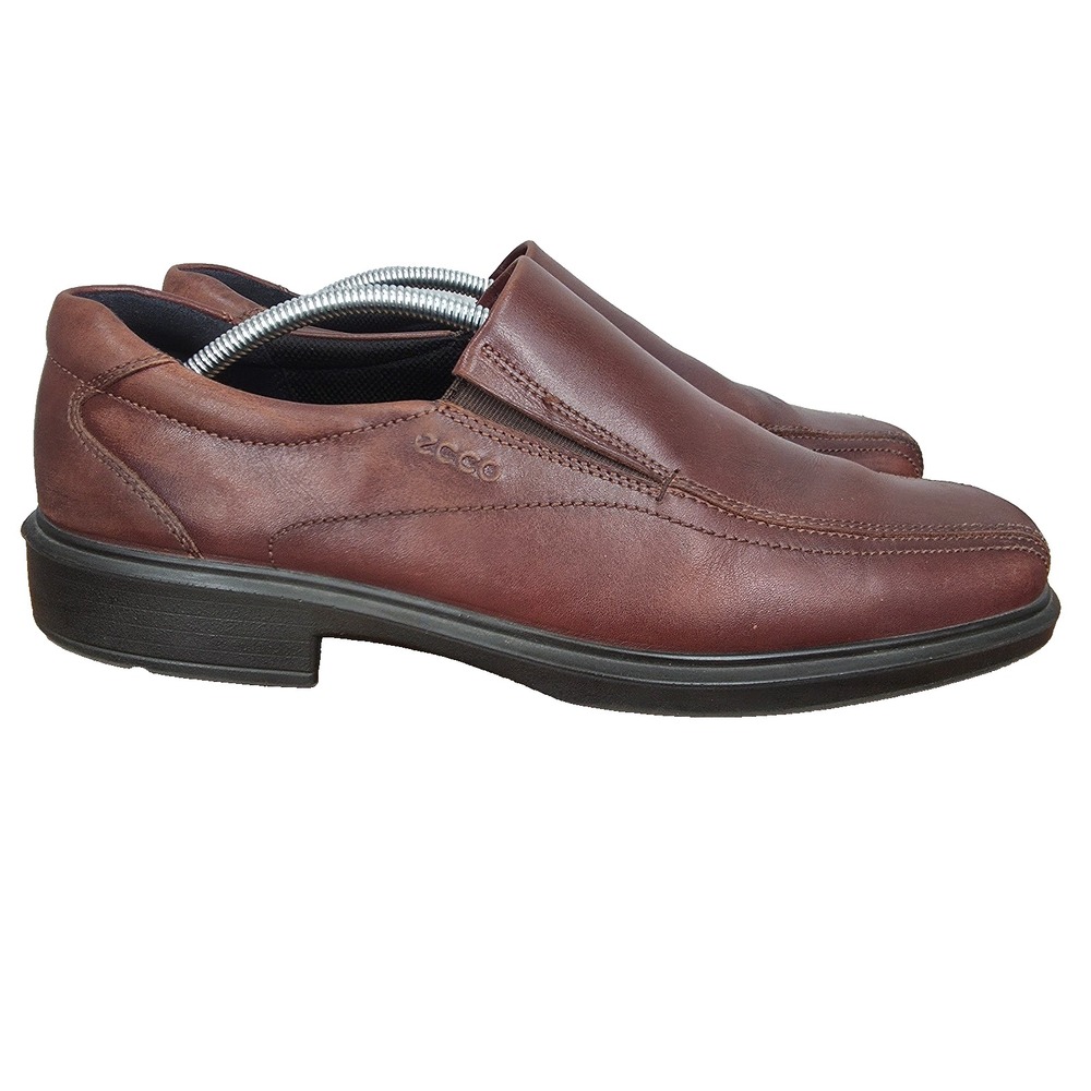 Ecco Helsinki Loafers Men 11 / 11.5 EU 45 Brown Real Leather Bicycle Toe Comfort